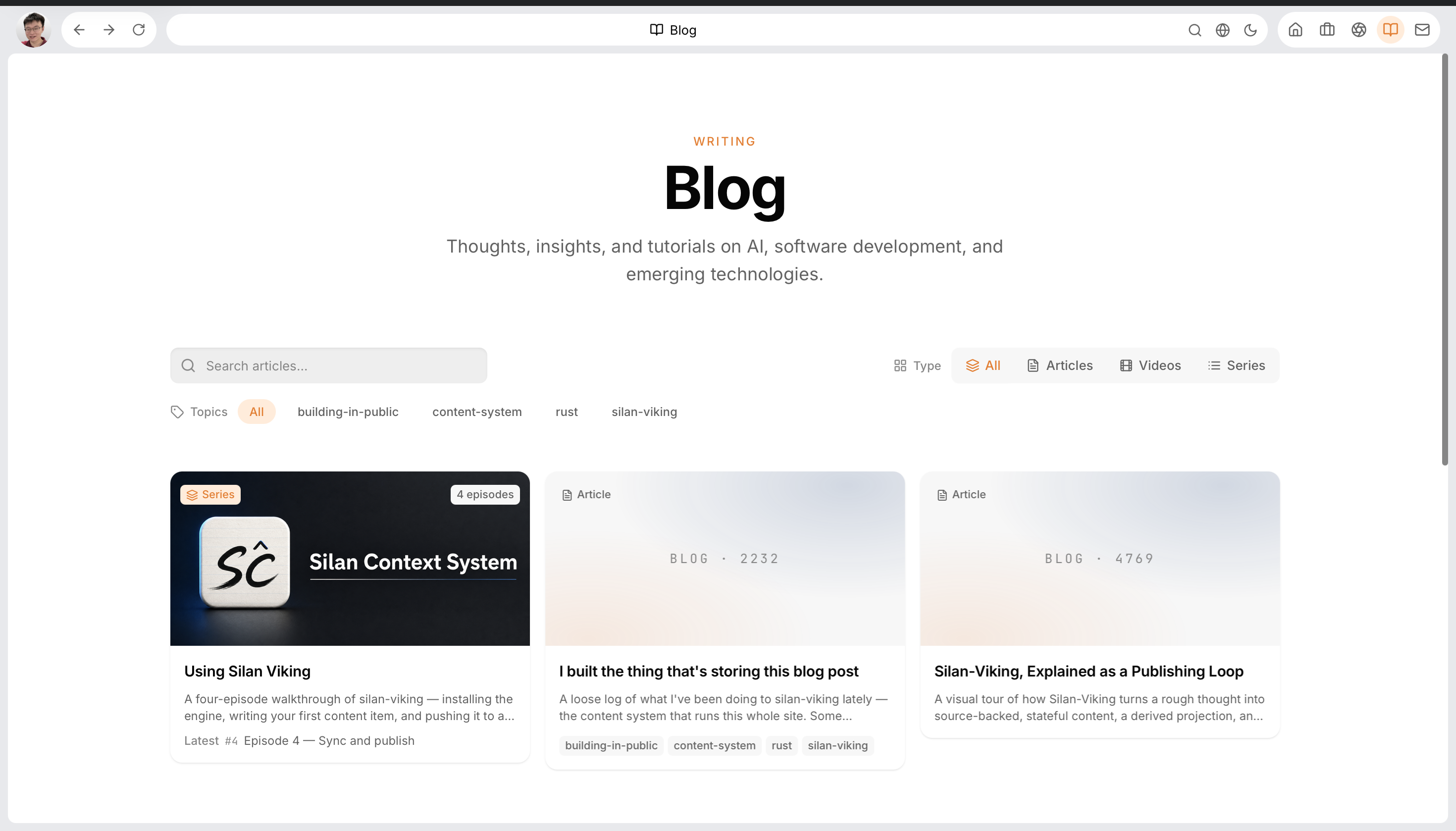 The public blog listing produced from reviewed content